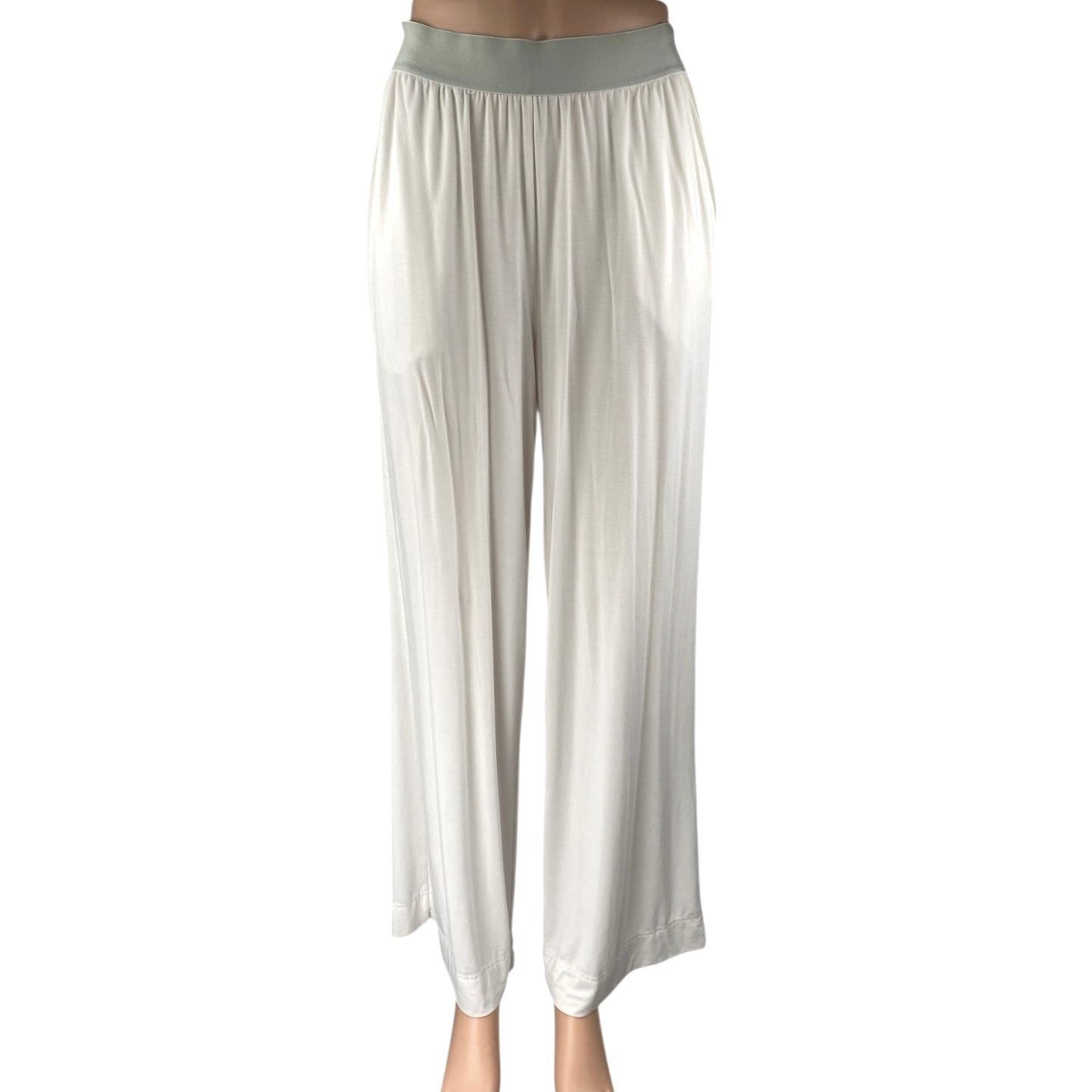 Weworewhat Womens White Pull On High Rise Pleated Wide Leg Trousers Pants Size S